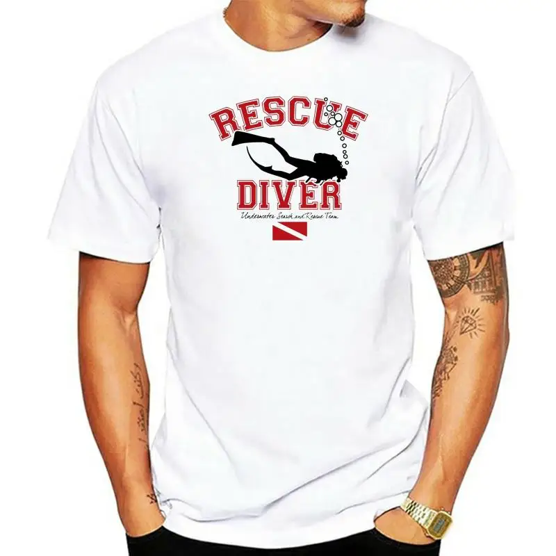 

2019 New Fashion Casual Men T-shirt SAR - Underwater Search & Rescue: RESCUE DIVER Screen Printed T-Shirt WHITE