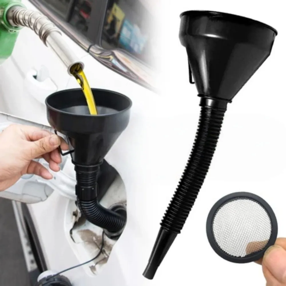 

Мультипластиковая гибкая воронка, гибкий автомобильный инструмент для замены масла для заправки топлива, широкий рот с фильтрующей сеткой, замена масла