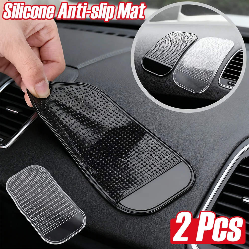 

2PCS Car Dashboard Anti-slip Mat Traceless Highly Adhesive Cell Phone Silicone Sticky Pad Auto Gadgets Interior Accessories