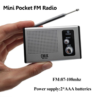 Mini Pocket FM Radio Portable High Sensitivity Radios Receiver with Retractable Antenna Powered By 2*AAA Batteries for Elder