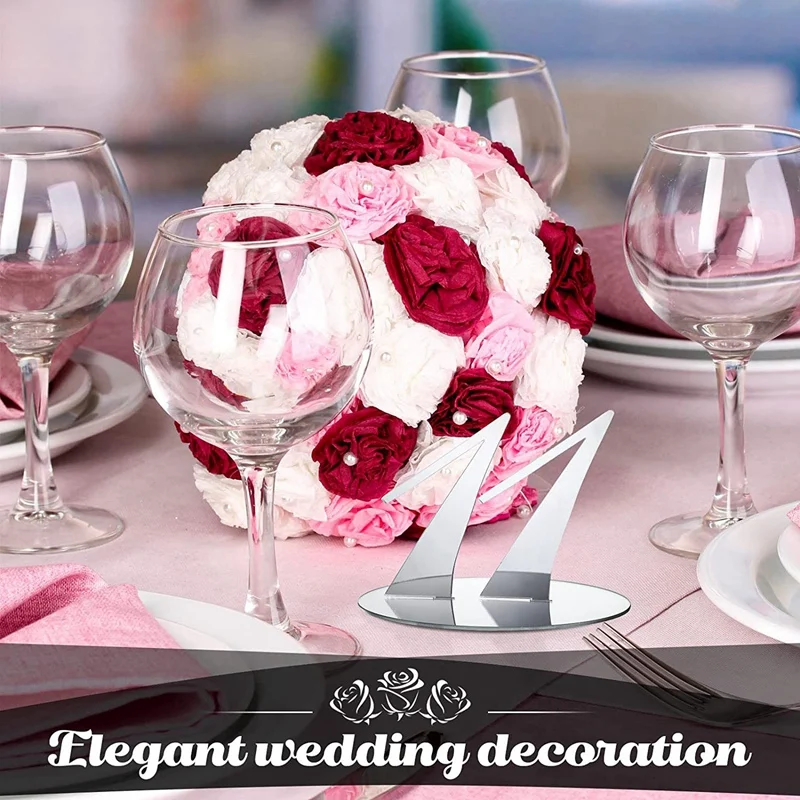 أرقام طاولة الاكريليك ، اللون الفضي ، لحفل الزفاف