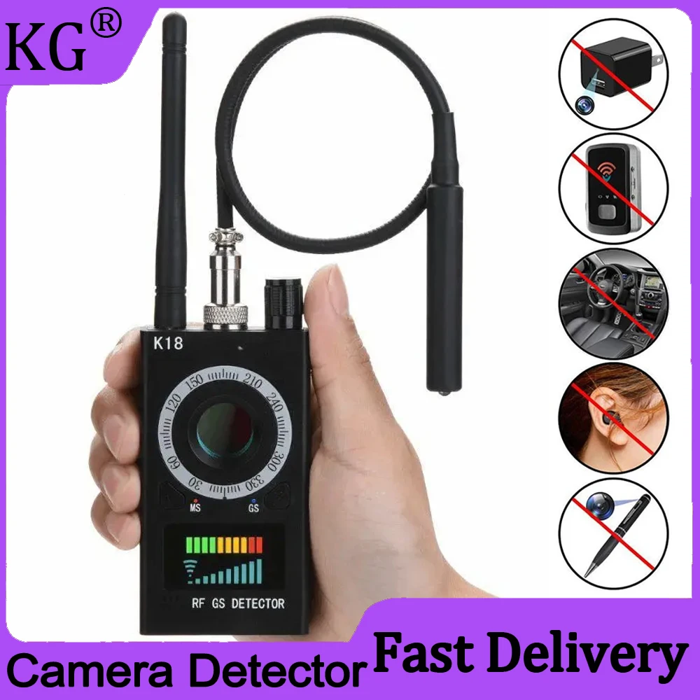 K18 Camera Detector LED Infrared Scan RF Signal Spy Gadgets Find Out Wireless Bug Micro GSM GPS Tracker Spy Things Detector