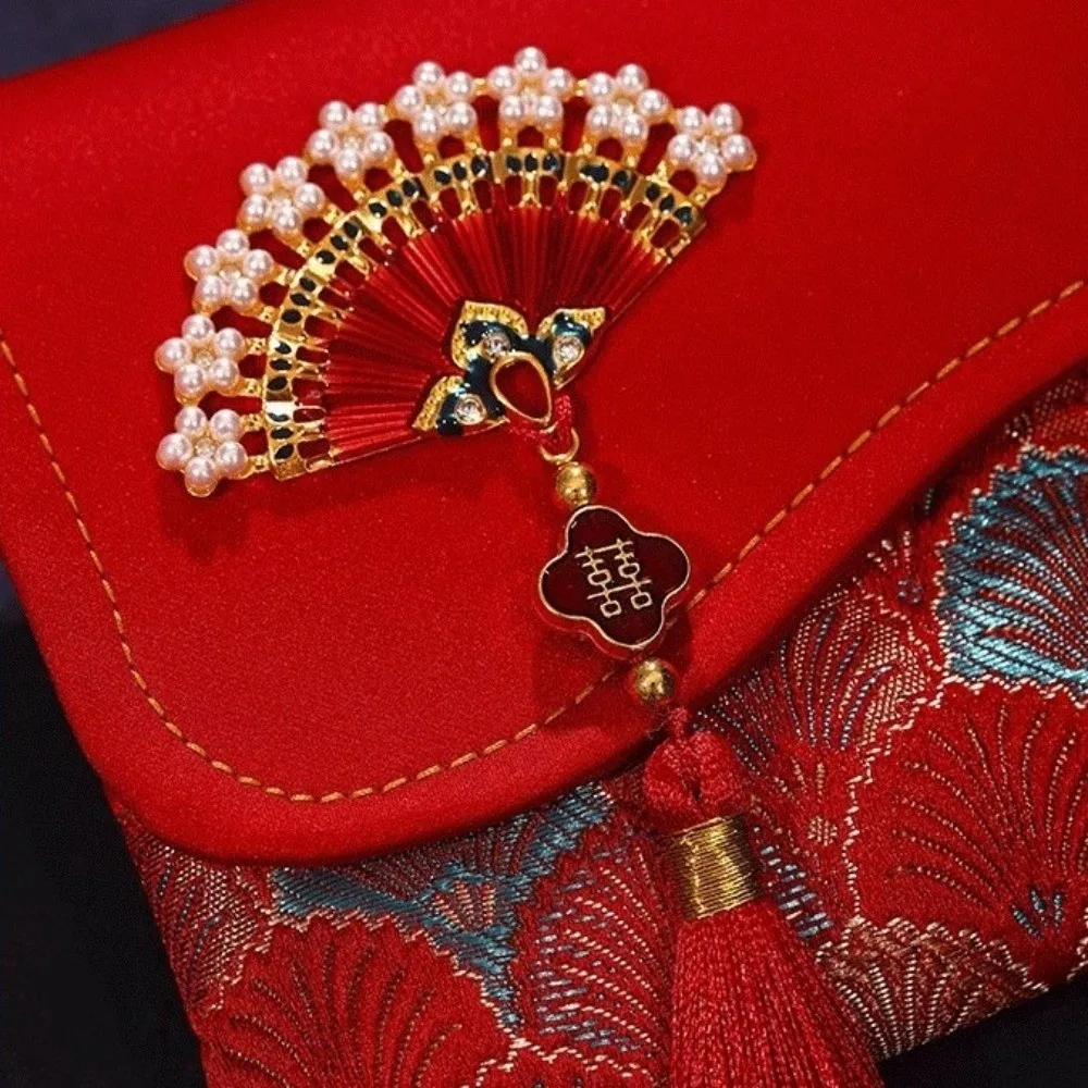 Traditional Red Envelope Best Wishes with Tassel Wedding Envelope Multiple Patterns Handmade Red Lucky Bag Traditional Gift view 5