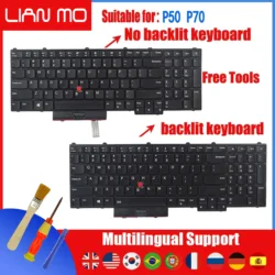 Teclado de substituição para lenovo thinkpad p50, p70, não apto para p51, p71, 01hw200, pk130z62b00