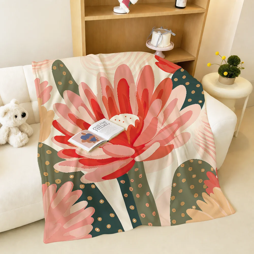Plush Blanket Fashion Vibrant Floral Modern Art Warm Soft For Sofa Living Room Nap Home Bedroom Travel Gift Flannel Pet Hogar