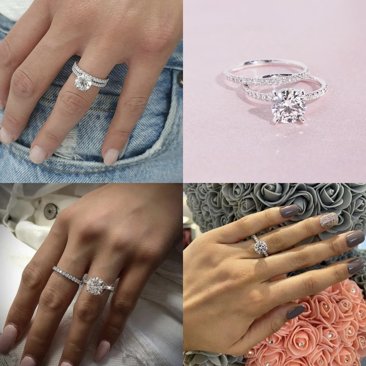 

Bling Round Cubic Zircon 2Pcs/Set Rings for Women Simple Fashion Double Stackable Rings Wedding Bands Party Jewelry