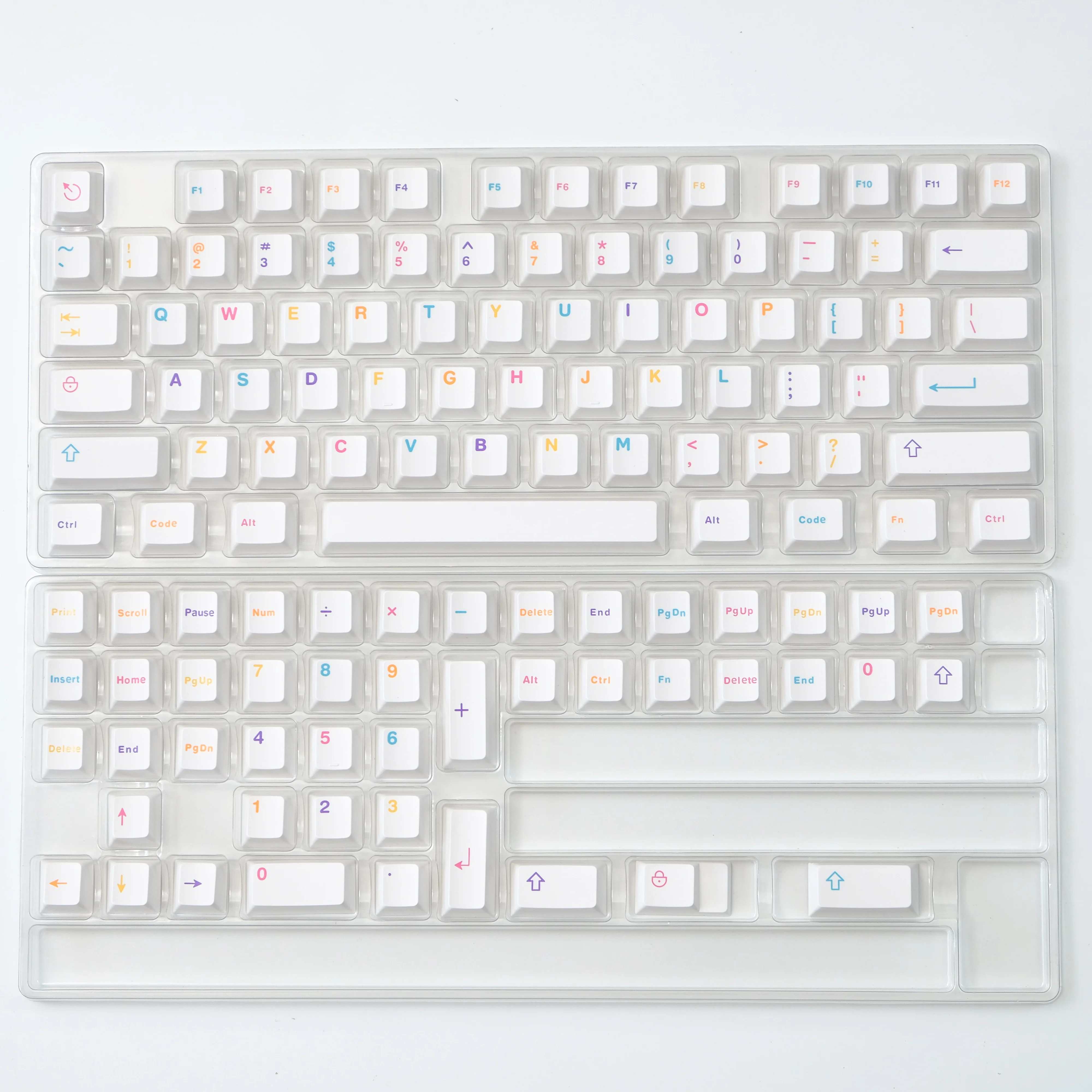 Ensemble de touches de clavier à thème blanc coloré, accessoires de clavier mécanique, aucun profil, personnalisé, 121 prédire, ABS