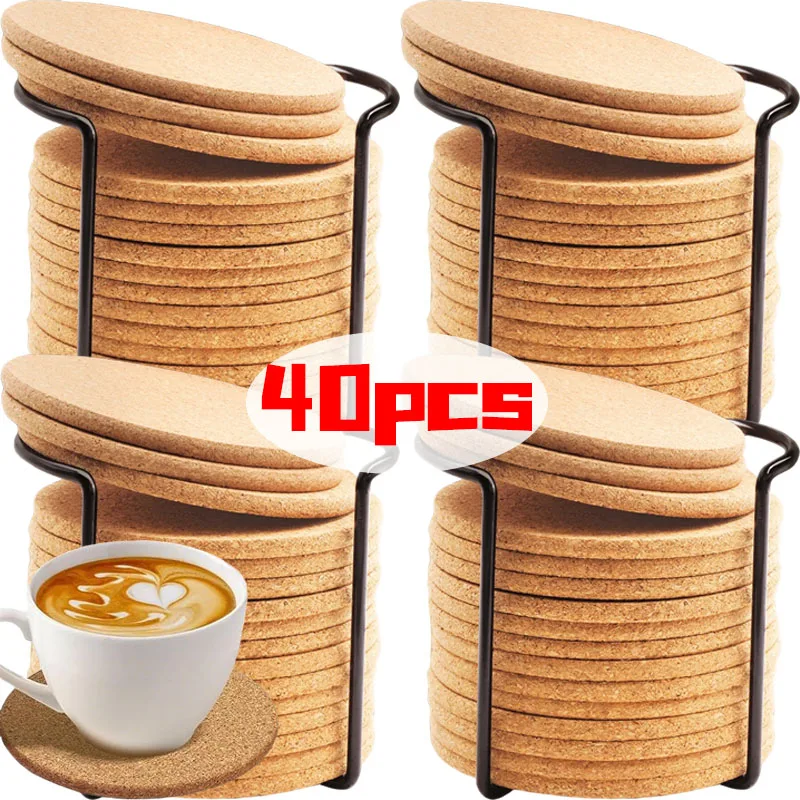Soft Cork Coasters, Polished and Rounded Edges,Beverage,Tea,Coffee Cup Pads,Anti-slip, Waterproof,Heat-insulating Table Mats