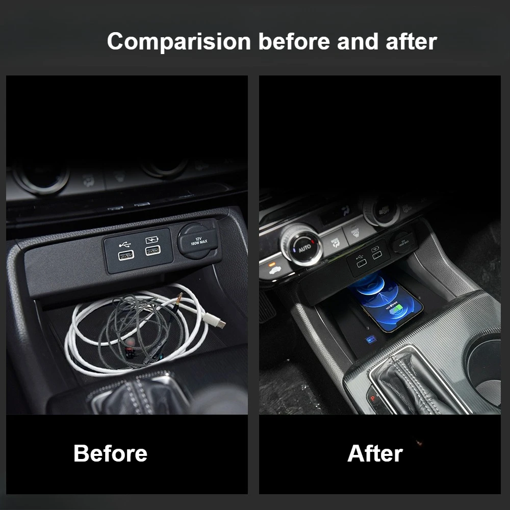 Car Wireless Charger 15W Fast Charging Console Mobile Phone Charger For Honda Civic 2022 2023 2024 2025 Accessories