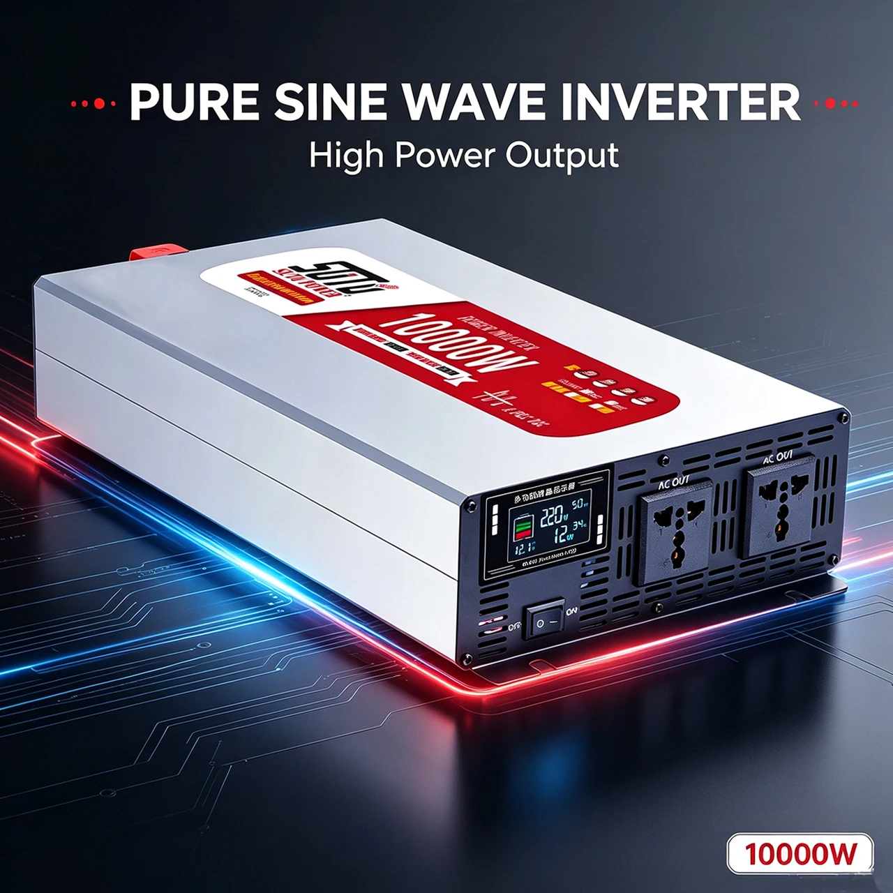 Pure sine wave inverter 10000W 12V24V to 220V 50HZ 110V 60HZ car and household high-power power converter universal and European