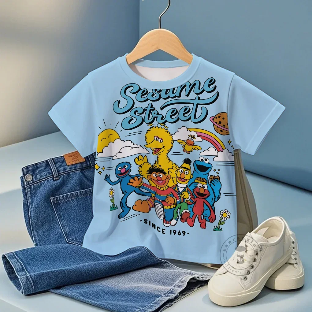 

Cool Sesame Street Graphic Tee Summer Kids T-Shirt Boys Girls Trendy 3D Print Short Sleeve Comfortable Fit Age 3-16 Gift Idea