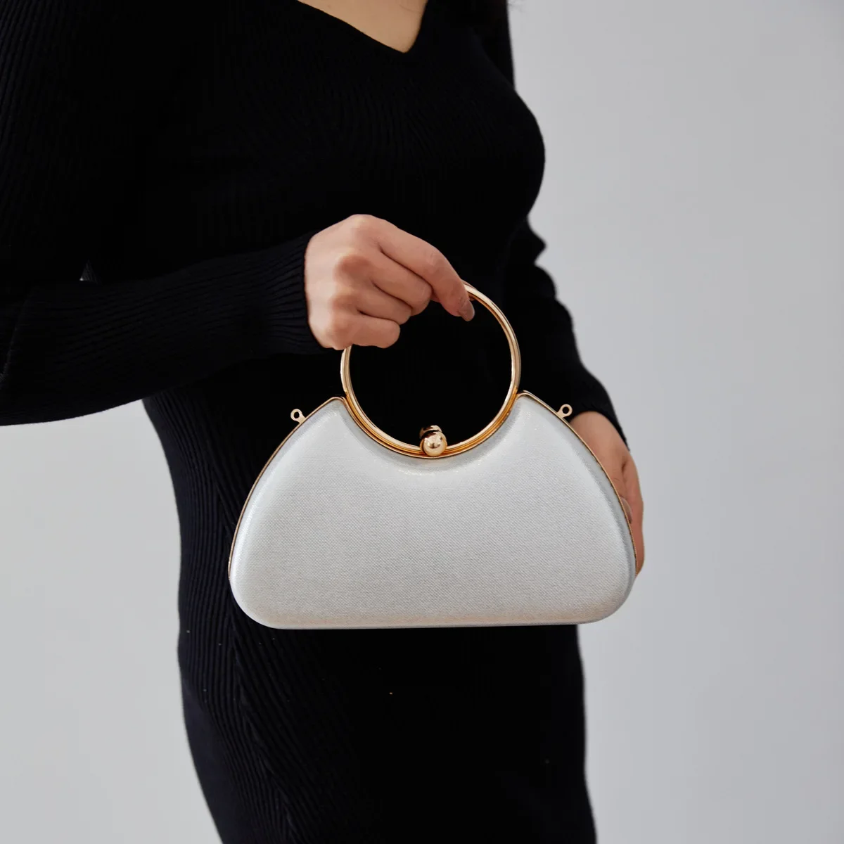 

Retro Classic Small Handbags Clutch For Women Fashion Metal Handle Handbag Wedding Party Evening Bag Gold Silver Champagne Purse