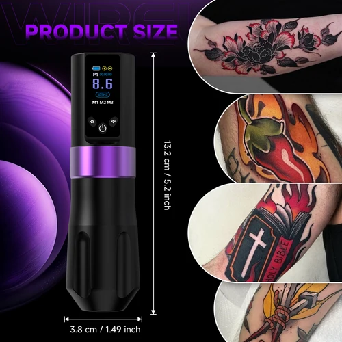 Imagen 2 del producto DQFART pluma de tatuaje inalámbrica 10000 Rmp para máquina de tatuaje de maquillaje permanente para artistas de tatuajes profesionales suministros de tatuaje