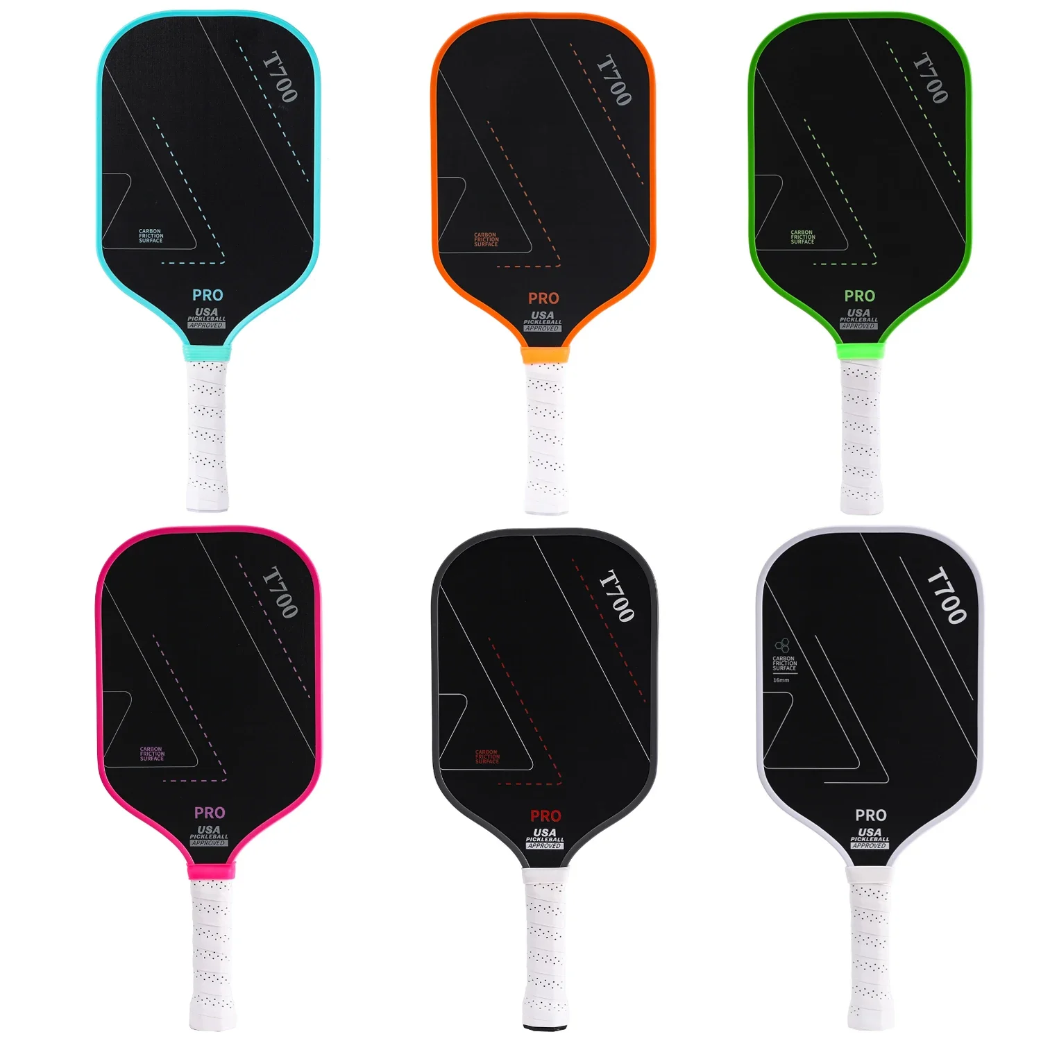 Pickleball Paddles Raw Carbon Fiber USAPA Approved T700 Pickleball Rackets 16MM Polypropylene Honeycomb Core Pickle Ball Set