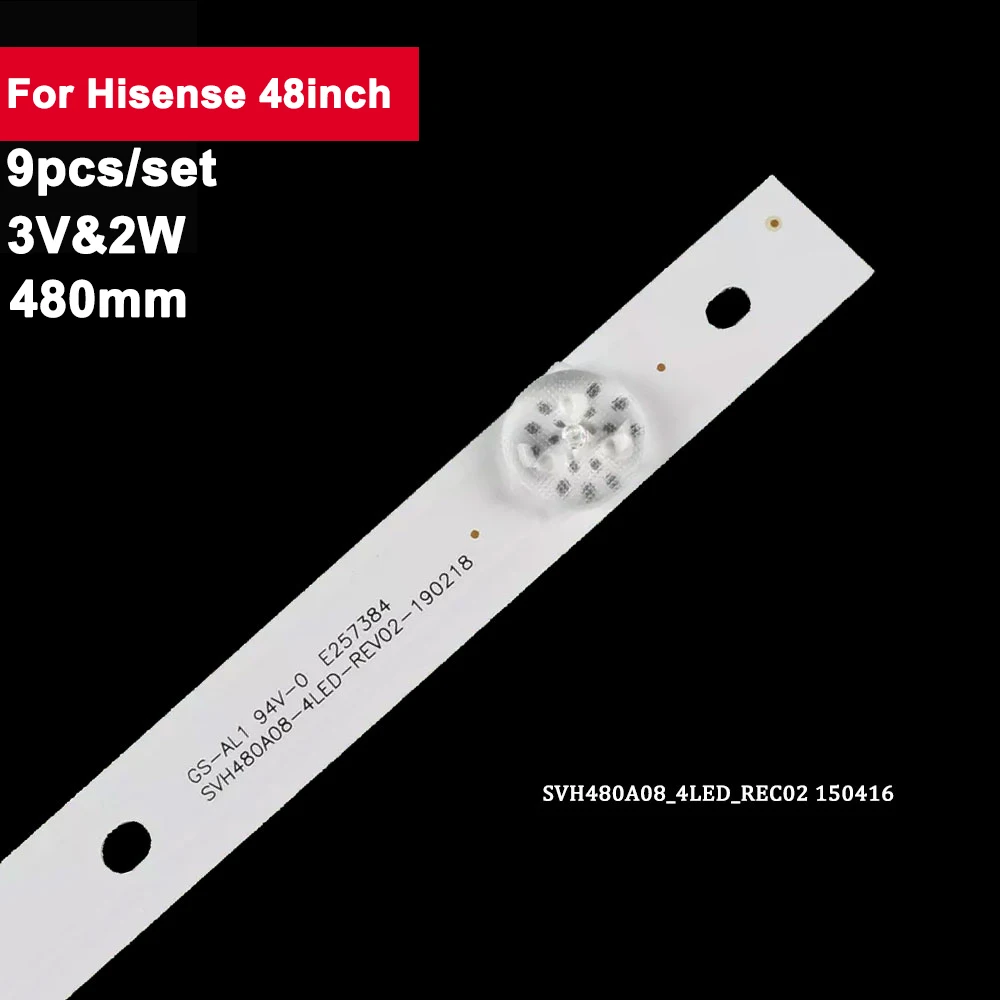 

5SET 48K300U 480mm LED Backlight TV Repair Parts Hisense 40inch 4led 3V 2W HD480DF-E82\S0 LED48EC520UA 48K300U 48K220PW 48EC290N