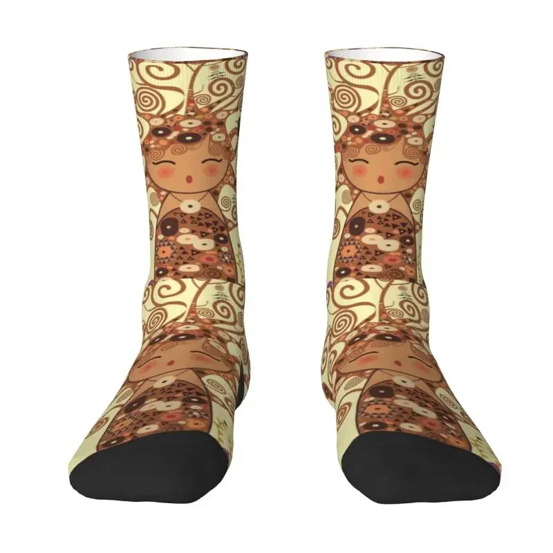 Kokeshi Tree Of Life Dress Socks for Men Women Warm Breathable Funny Novelty Stoclet Frieze Gustav Klimt Crazy Crew Socks