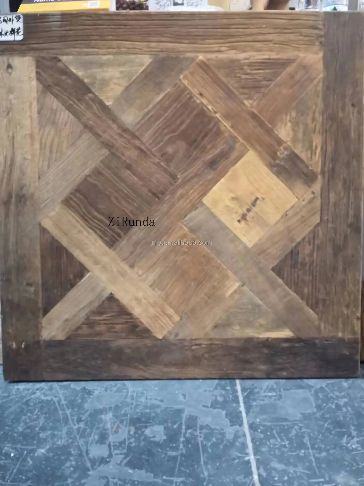 Customized version of wax oiled multi-layer reclaimed wood flooring, parquet flooring