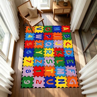 Colorful Alphabet Number Puzzle Kids Carpet Educational Learning Play Mat Non-Slip Children's Floor Mat