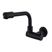 A84E-360 Degree Rotating Black Wall Mounted Single Cold Water Mixer Solid Brass Kitchen Sink Basin Faucet Mop Pool Water Taps