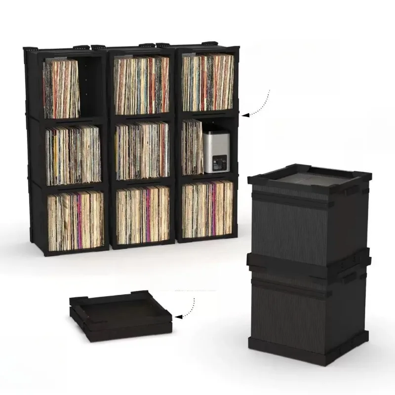 Vintage Style LP Record Display Organizer, Solid Wood Storage Shelf for Vinyl Albums and CDs, Retro Music Cabinet for Home Decor view 6