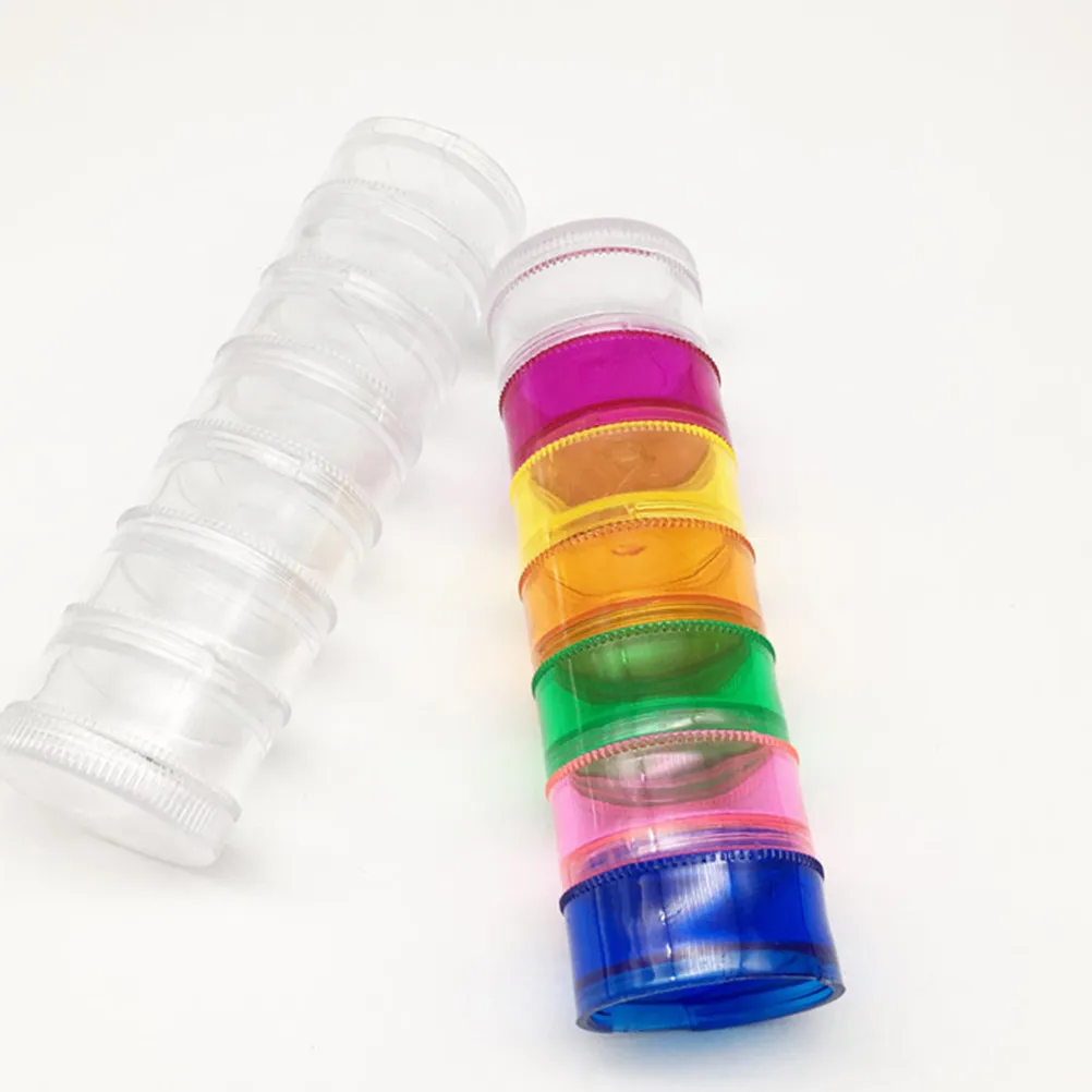 

Набор из 7 прозрачных штабелируемых контейнеров для таблеток на 7 дней, еженедельный органайзер для лекарств, дорожный мини-футляр из герметичного пластика