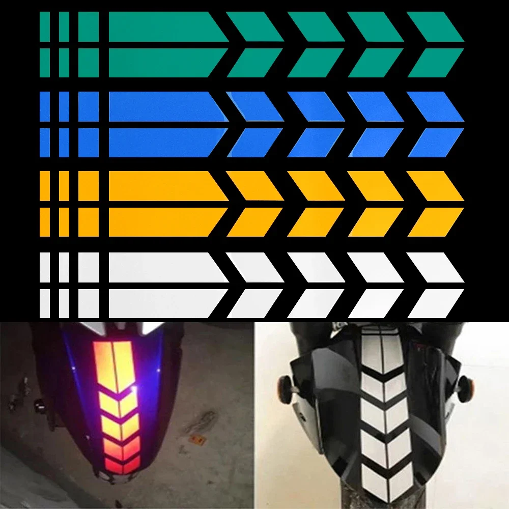 

Наклейки в полоску со стрелками для мотоцикла, универсальные комплекты кузова, водонепроницаемые, маслостойкие, светоотражающие наклейки, наклейка на ленту для мотоцикла