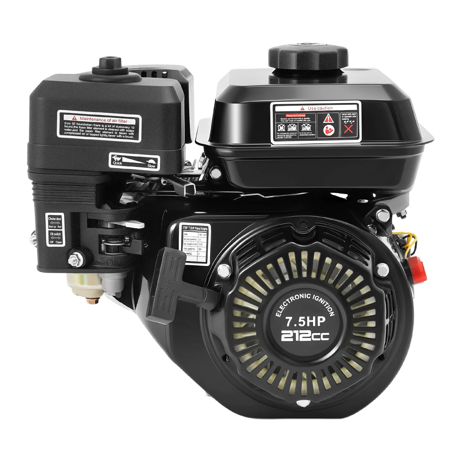 

212cc 7.5HP 3600RPM Air Cooled Gasoline Engine For Honda GX160 Gas Engine GX160 Gas Engine P Premium Aluminum Alloy Cast Iron Plastic Heat Dissipation Design Stable Durable Power Motor For Generator Farm Garden Engineering Machinery