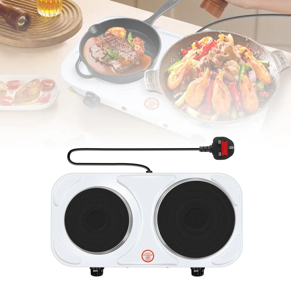 Portable Electric Double Stove 1500W Electric Hot Plate Cooking Stove with Temperature Control,for Boiling Water,Cooking