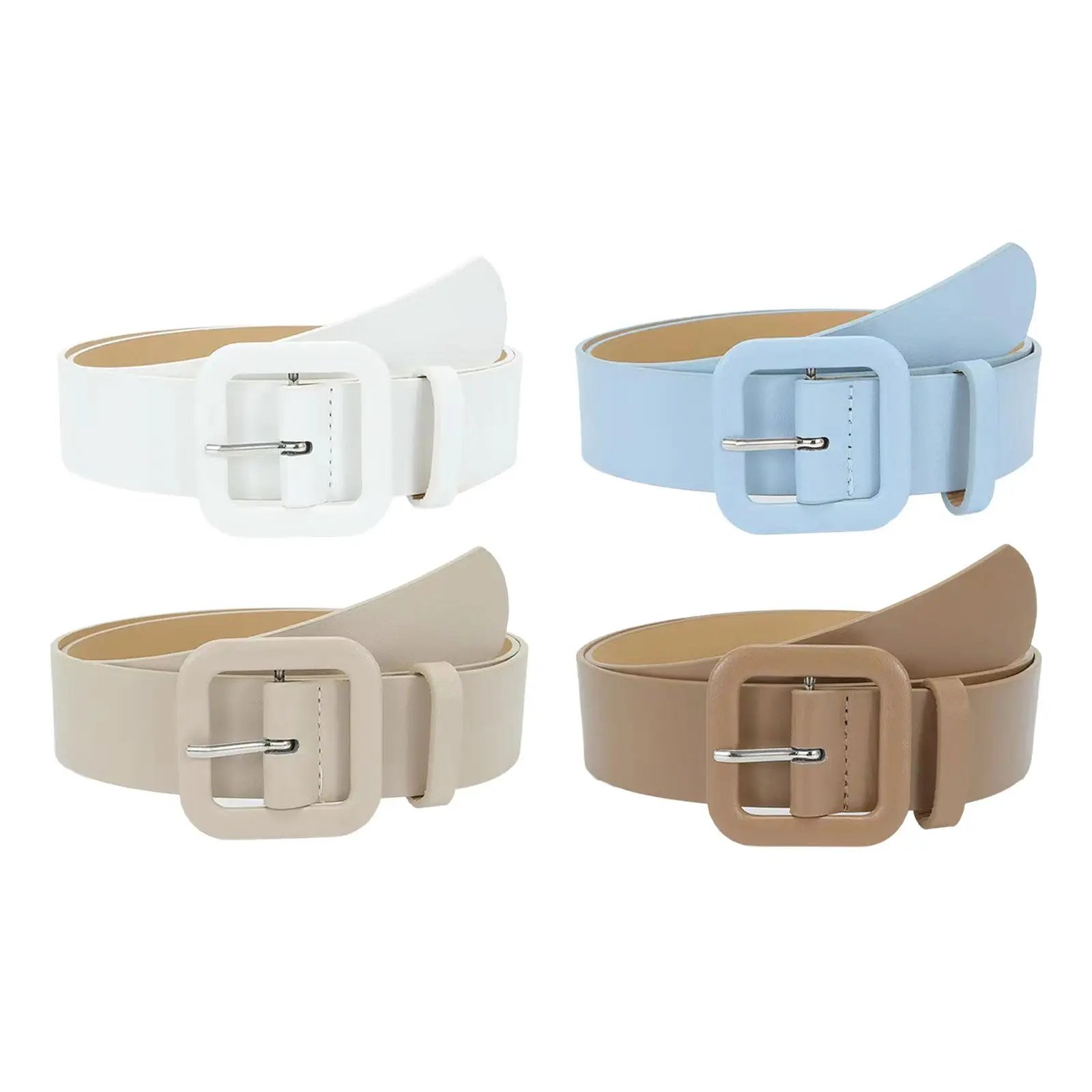 Womens PU Leather Belt Pin Buckle Belt Trendy Dress Belt for Jeans Skirts Coats