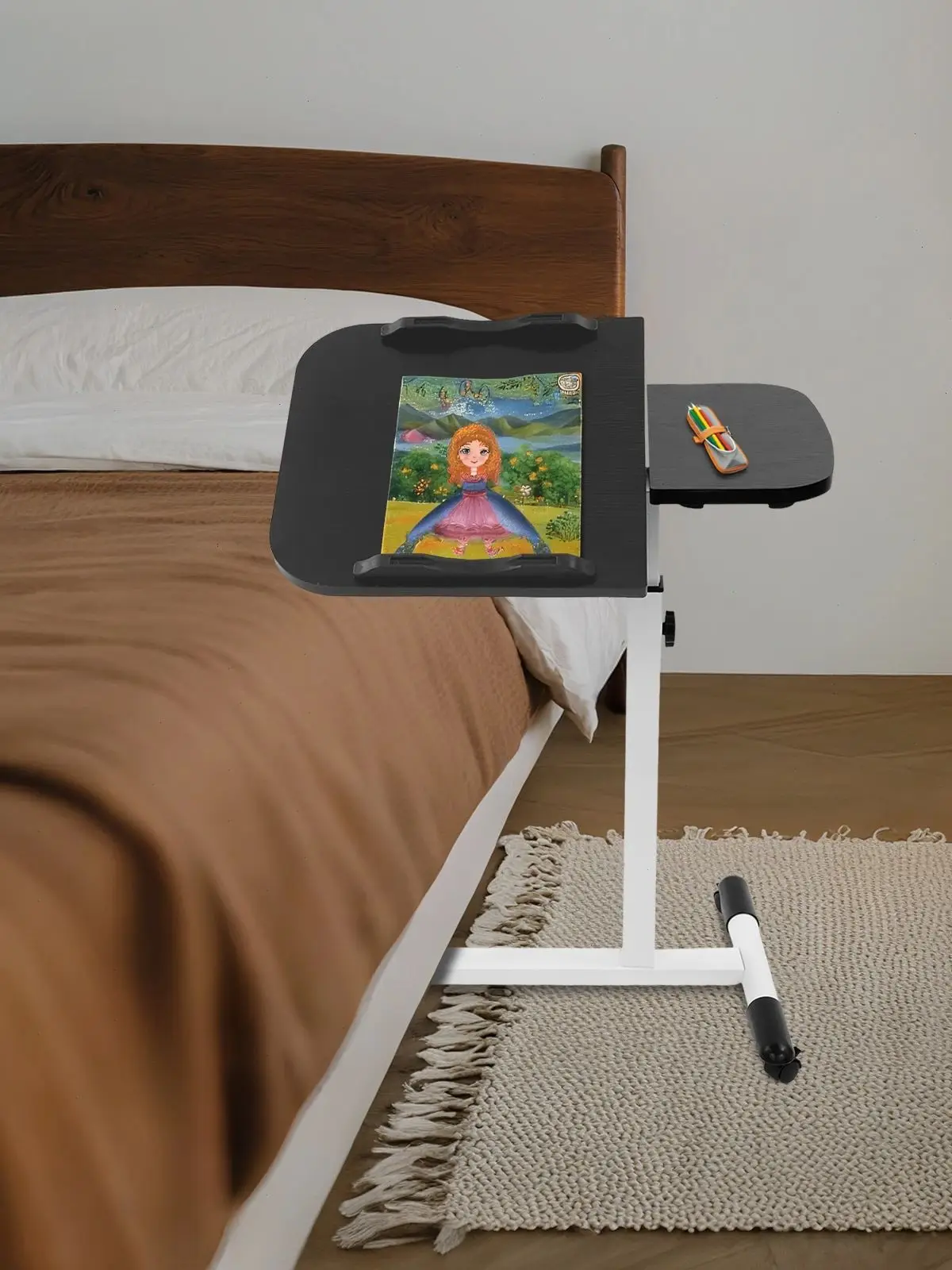 Höhenverstellbarer Schreibtisch, Beweglicher Beistelltisch für das Heimbüro, Beistelltisch für Ihr Büro, Wohnzimmer, Arbeitszimmer oder Schlafzimmer – Detail 1