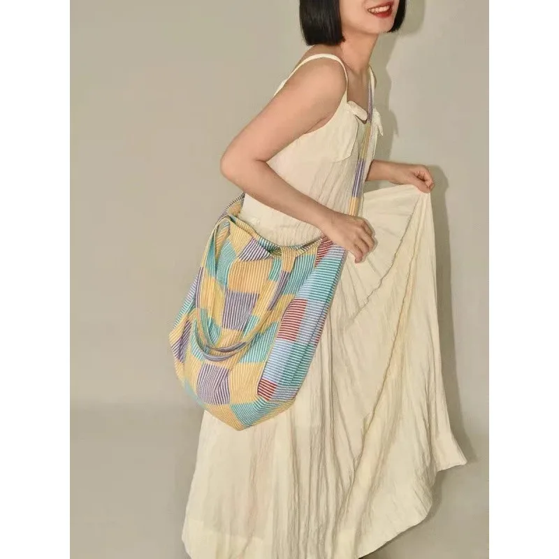 Large Capacity Canvas Bag Casual Fresh Shoulder Messenger Bags Summer Vacation Style Dopamine
