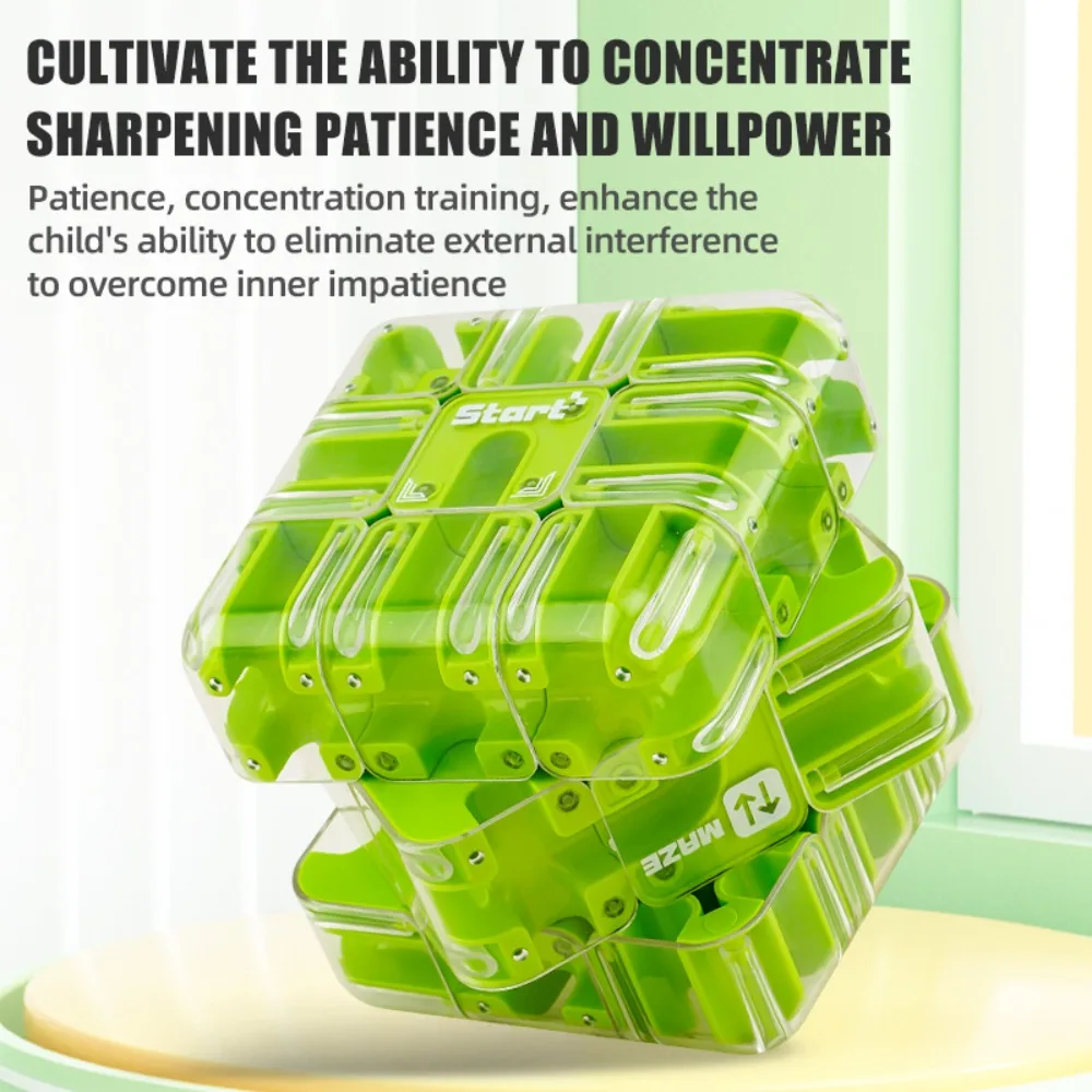 Laberinto de Bolas 3D con Bola de Acero, Cubo de Inteligencia con Carcasa Transparente, Rompecabezas de Dedos Educativo Resistente al Estrés, Regalo