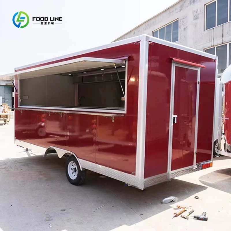 

Mobile Food Truck Pizza Coffee BBQ Fast Food Street Trailer with Kitchen Equipment USA Standard