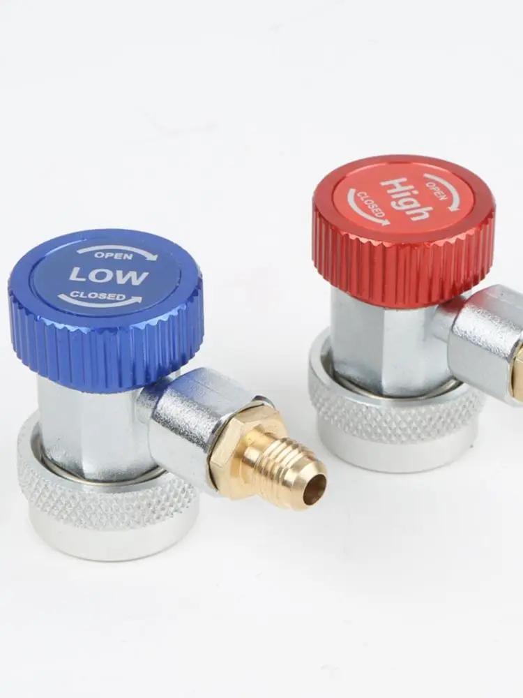 Verstelbare R134a Adapter Fittingen H/L Snelkoppeling Ac Auto Airconditioner Koeling Freon Spruitstuk Meter Slang Connector - afbeelding 2