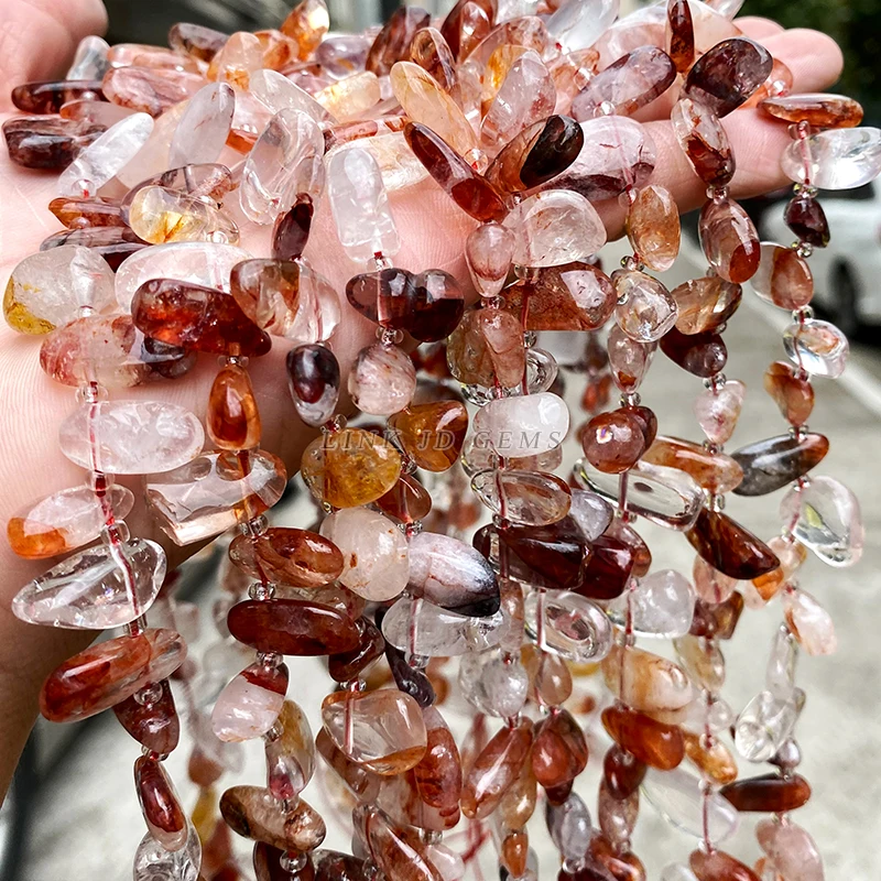 15x7mm Natural Stone Red Flower Quartz Teeth Bead Loose Spacer Gravel Bead For Jewelry Making DIY Bracelet Necklace Accessory view 2