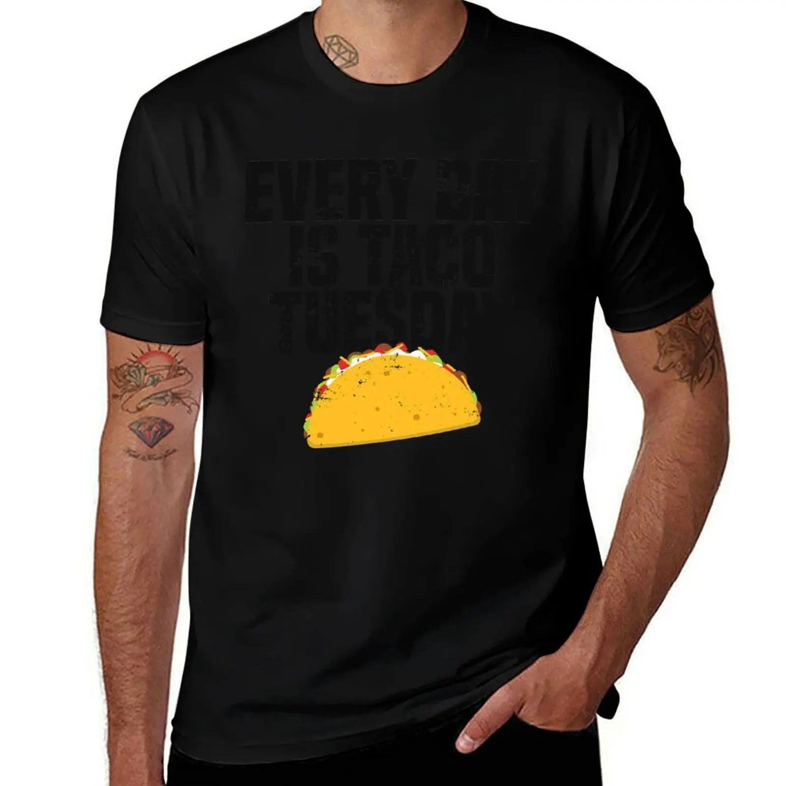 

Funny Taco Shirt, Every Day Is Taco Tuesday Distressed T-Shirt t shirts for man cotton funny funny t shirts dark humor T-Shirt