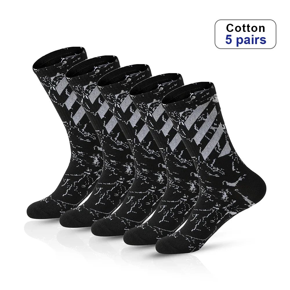 

5 Pairs Men's High Rubber Band Waist Couple Mid Tube Sports Solid Socks Spring/Summer Basketball Socks Four Seasons street sock