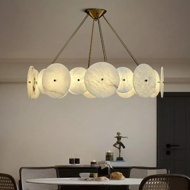 

2025 современный белый мраморный подвесной светильник, медная люстра, светодиодная для виллы, гостиной, столовой, спальни, скандинавское подвесное освещение
