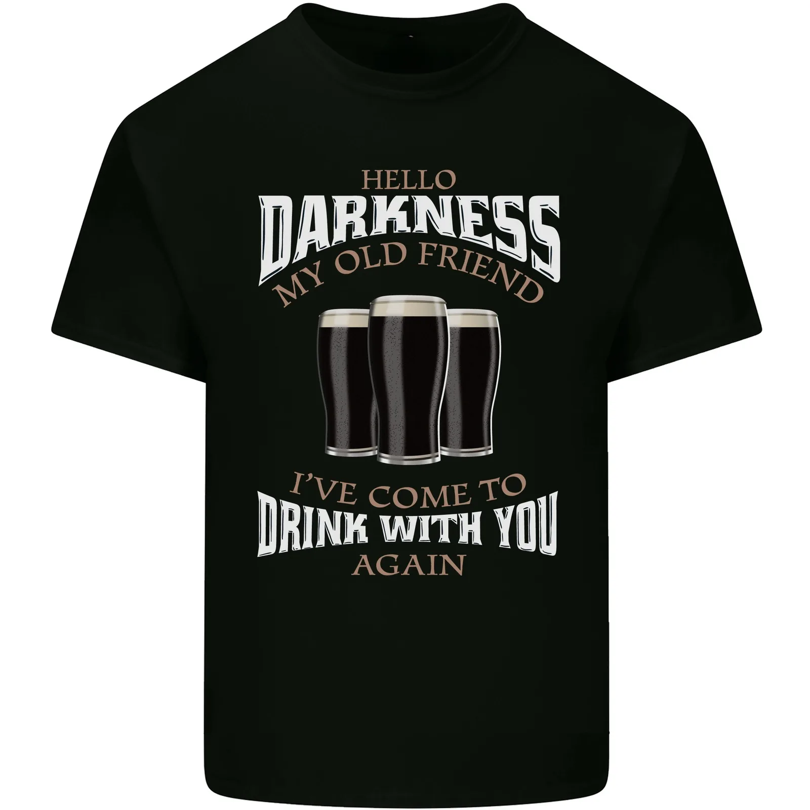 Beer Alcohol Drunk BBQ Tee Tops GUINESS Fans T-SHIRT Unisex Hello Darkness My Old Friend Printed Tops Summer Casual Soft Tees