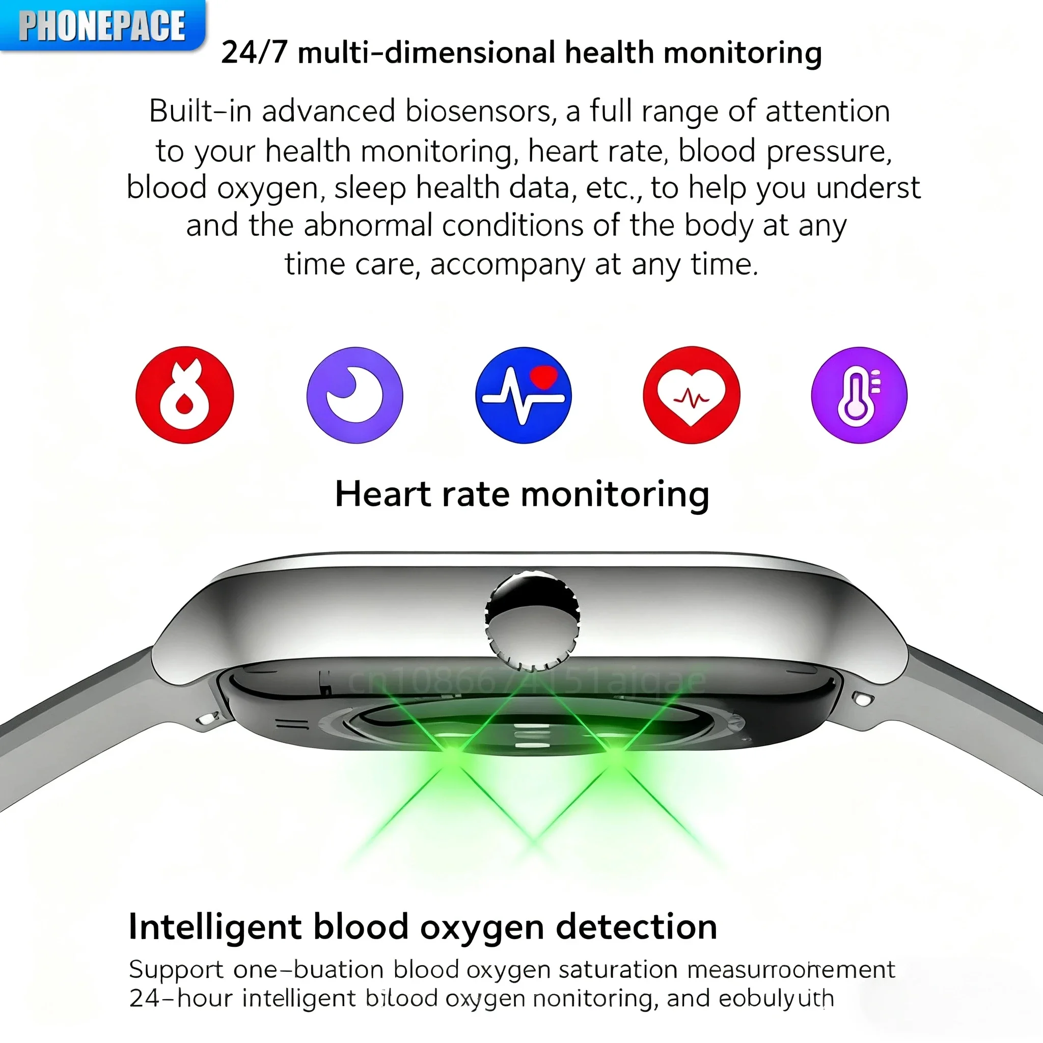 PHONEPACE H9 Intelligente Uhr Bluetooth Anruf Fernfotografie Schlafüberwachung Mehrere Sportmodi Herzfrequenz Blut