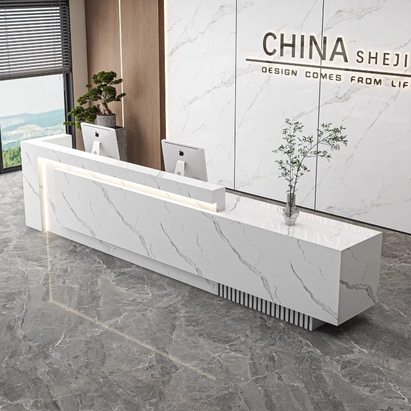 

Modern Simple Reception Desk Nordic Luxury Company Hotel Reception Desk Coffee Shop Office Furniture Chaire Pour Eglise FYRD