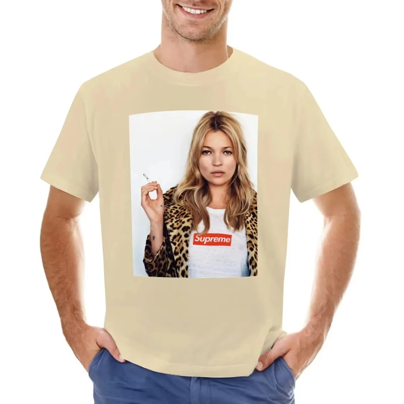 2026 New Model High Quality Men's and Women's T-shirts for Men 90_s Super Model FanMask Tapestry Canvas Tribute T-Shirt T Shirt