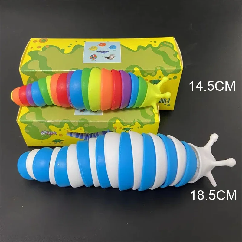 Funny Fidget Slug Toy Release Stress Fat Brain Finger Slug Kids Articulated Flexible Caterpillar Twist Worm Gags Jokes Adults