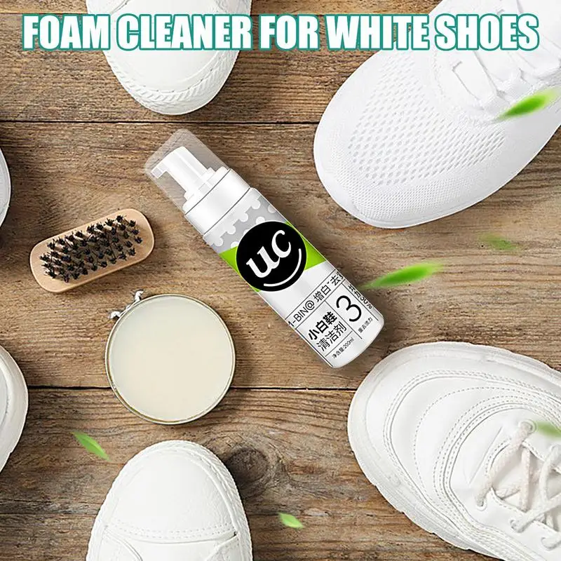 Stain Remover For White Shoes 200ml Sneaker Cleaner Water-Free Deep Cleaning Shoe Cleaner Foam Removes Yellowing Dirt Grime