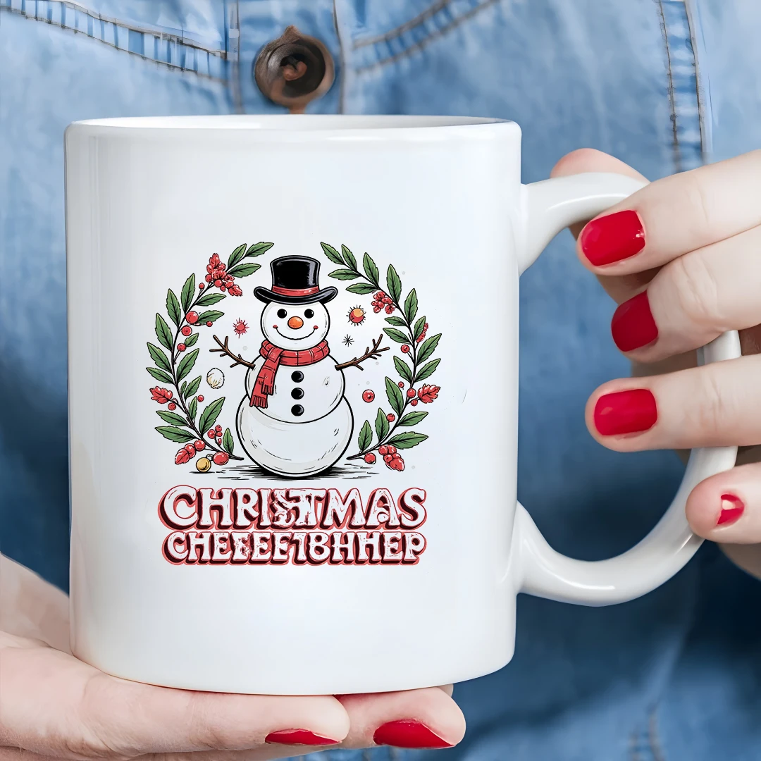 كوب سعة 11 أونصة + رجل ثلج كرتوني لعيد الميلاد + هدية عيد الميلاد - زجاجة مياه للأطفال، كوب قهوة للمكتب العائلي