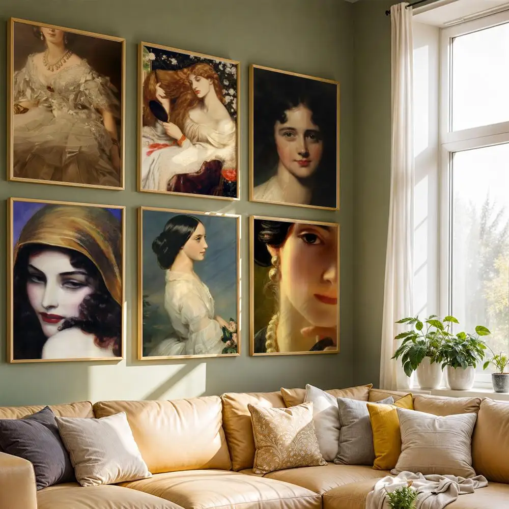 Portrait of Women in The Middle Ages Poster HD Self Adhesive Waterproof Wall Art Ideal for Home Office Dorm Bedroom Great Gift