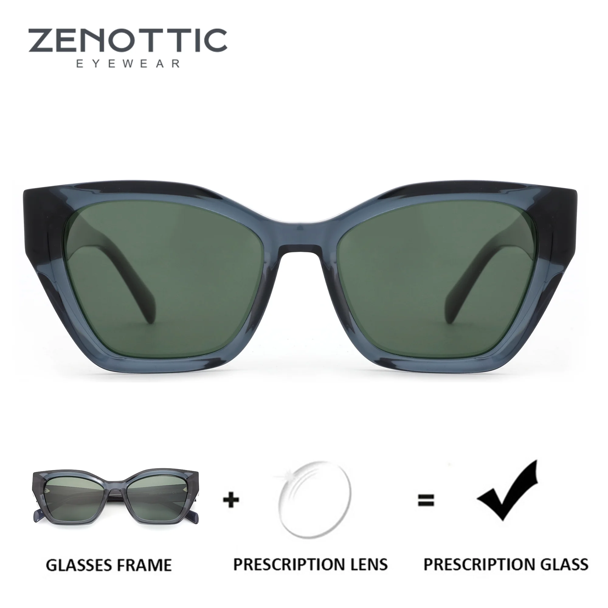 ZENOTTIC S Size Fashion Acetate UV400 Sunglasses Prescription Custom Women Modish Polarized Cat Eye Optical Sun Glasses