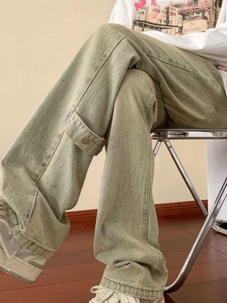 

Retro American Mud Jeans Men's Thiened Fce Autumn Winter Straight Leg Slimming Pants Youth Trendy Long Trousers