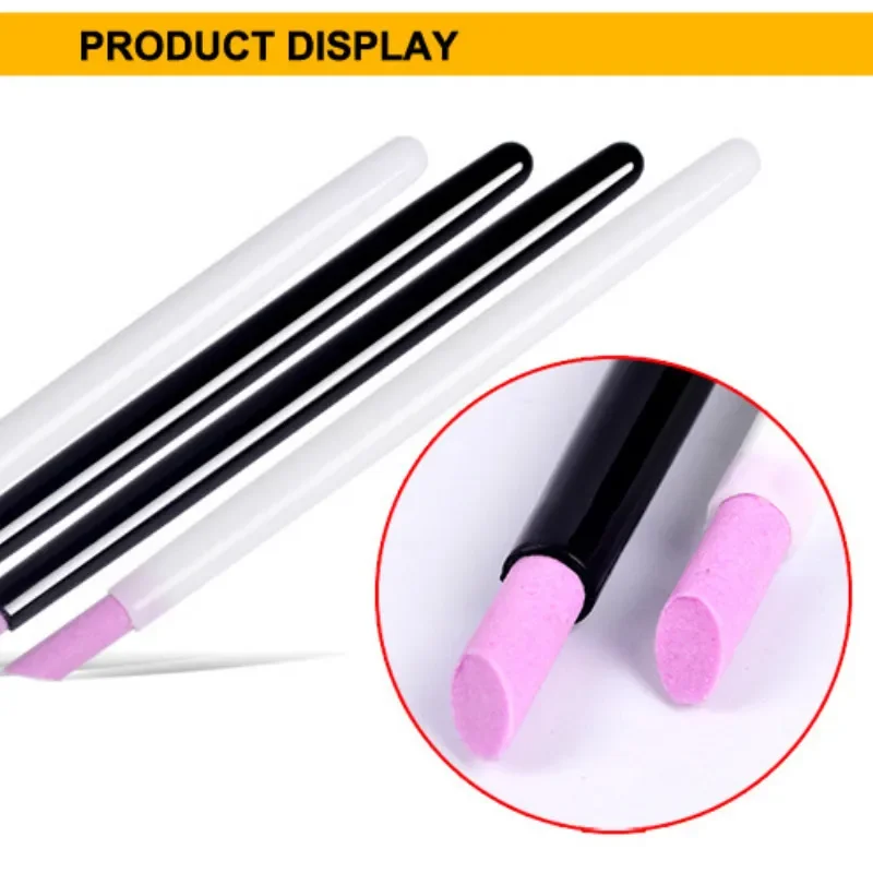 2pcs Quartz Cuticle Pusher Stick Ceramic Stone Nail Brush Pen Scrubs Pedicure Dead Skin Cutter Grinding Rod Manicure Tools