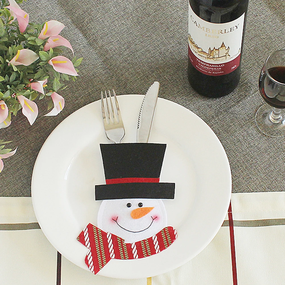 

3 Pcs Cutlery Bag Festive Tableware Covers Party Curley Home Dinner Christmas Decoration for Fine Craftsmanship